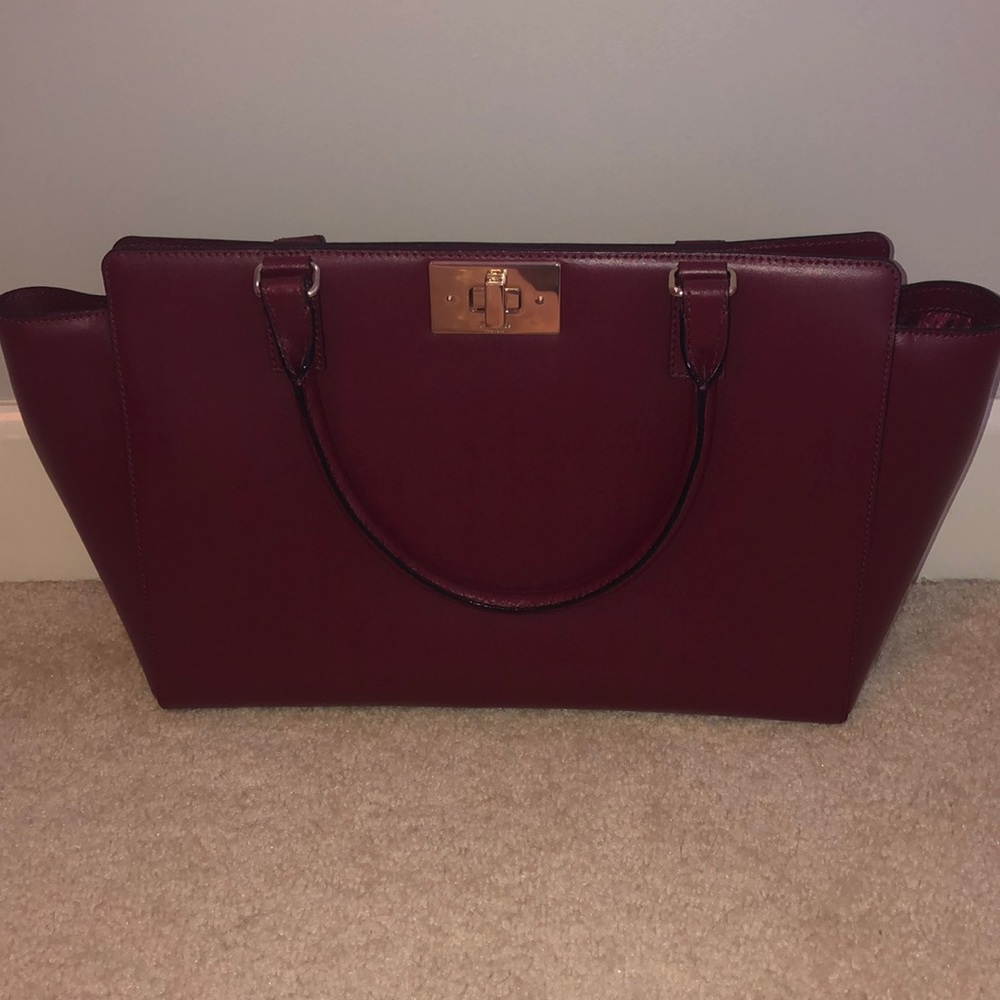 NEVER USED Kate spade leather  maroon tote bag